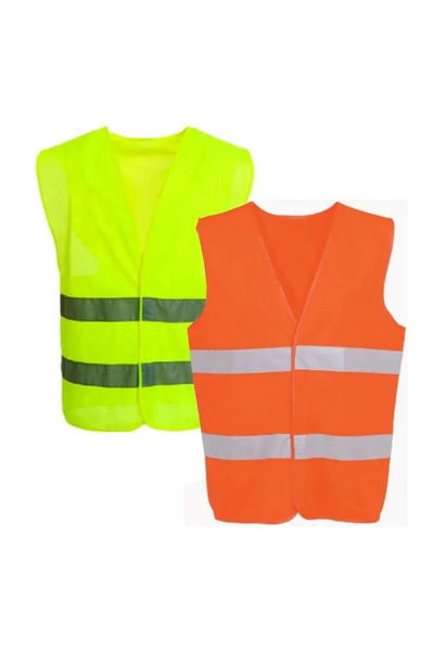 BOLTER Reflective Fluorescent Motorcycle Scooter Worker Warning Vest Standard Size Yellow 2 Pieces