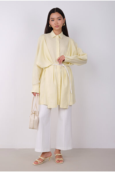 HEQA Geniş Parçalı Tasarım Gömlek Soft Sarı