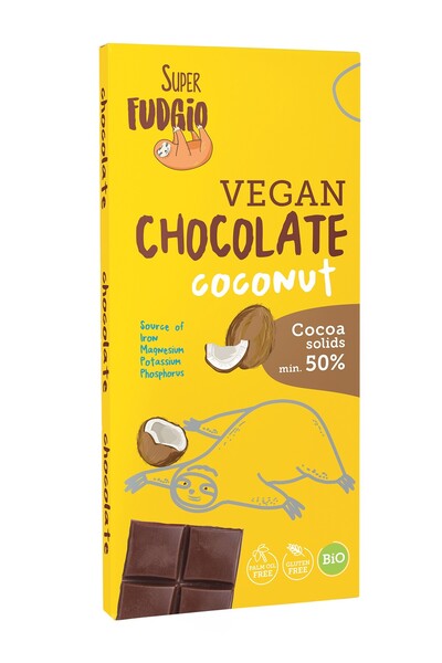 JollyMag Ciocolata cu cocos bio 80g Super Fudgio