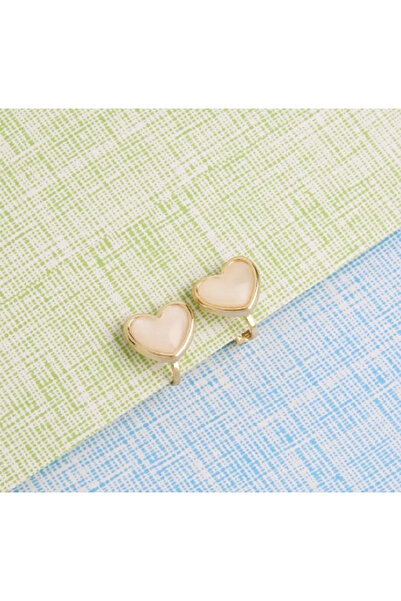 TChic Ecru Heart Shaped Clip-On Earrings