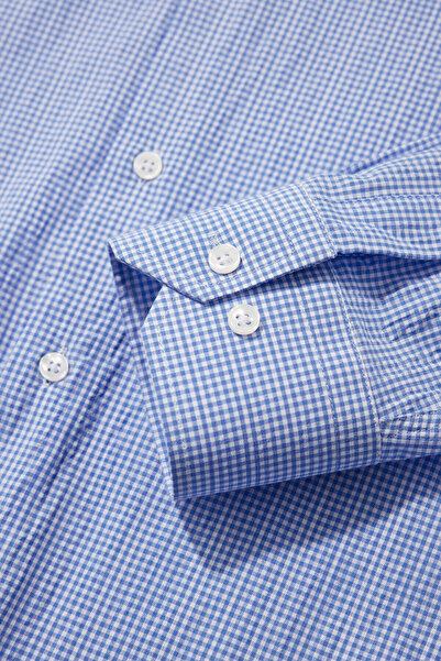 W Collection White Long Sleeve Micro Patterned Shirt