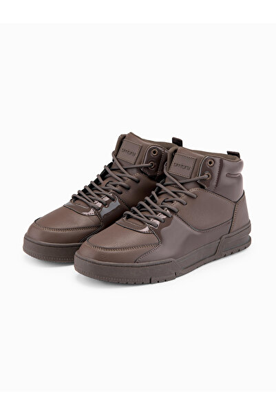 OMBRE Herren High-Top Sneaker Schuhe mit glänzenden Elementen - Dunkelbraun V...