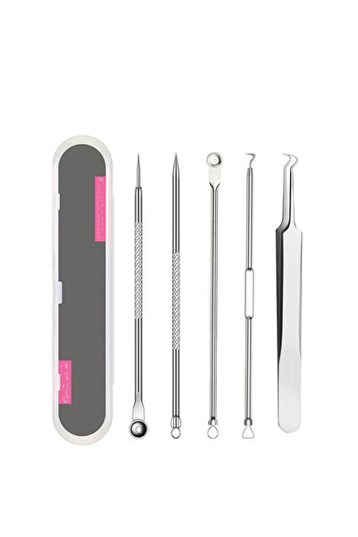 NEO Set of 5 tweezers for extracting blackheads, pimples and acne - stainless steel material,