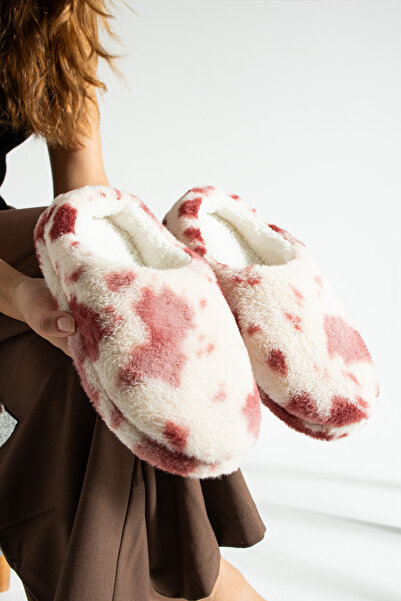 Moda Devrin Cherry-Colored Woolen Winter Non-Slip Silent Slippers (Washable)