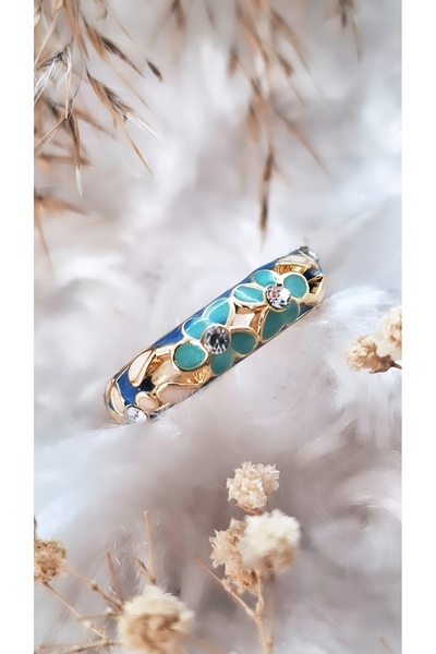 Serenity خاتم زاماك مطلي بالنحاس الأصفر الملون من الساتان مينلي