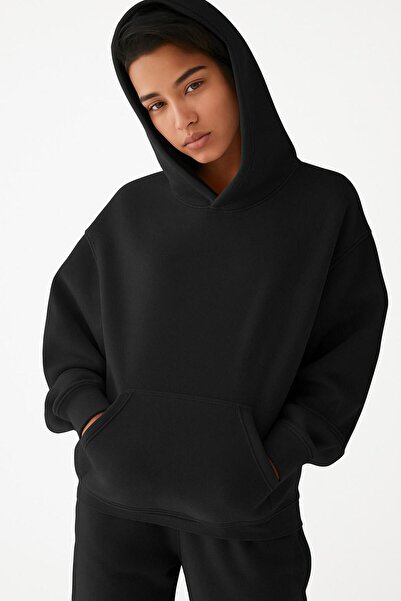 DM DOLCE MORE سترة رياضية بقلنسوة للجنسين مصنوعة من القطن الممشط بثلاث خيوط