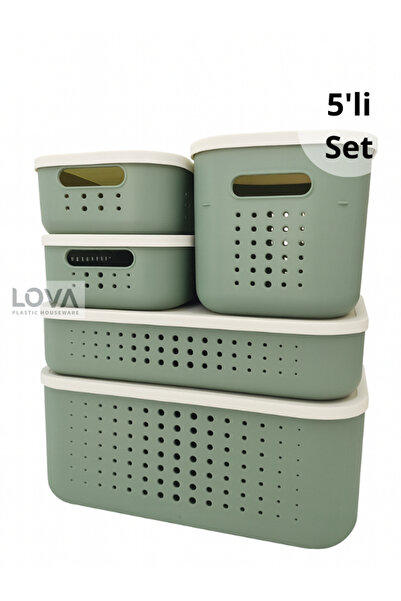 Lova 5'li Bubble Çok Amaçlı Banyo,Mutfak Kapaklı Dolap İçi Düzenleyici Set