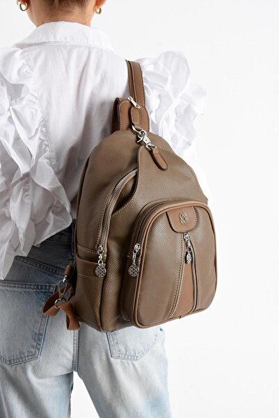 Çanta Trend Μαλακό δερμάτινο σακίδιο πλάτης πολλαπλών χρήσεων, πολλαπλών τμημ...