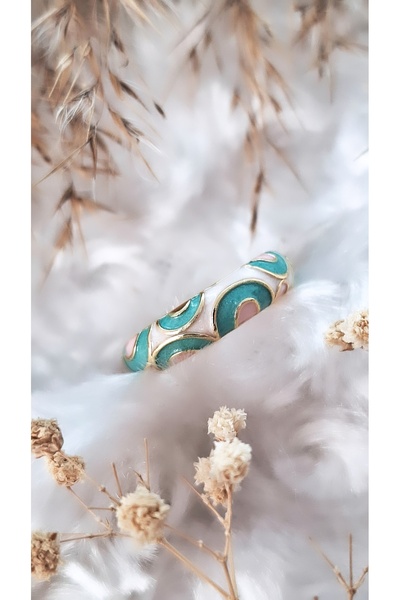 Serenity Satin Enamel Colored Brass Plated Zamak Ring