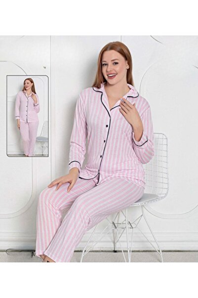 FUNELLA Σετ πιτζάμες με μακρυμάνικο μοτίβο, άνετο γυναικείο σετ πιτζάμες με κ...