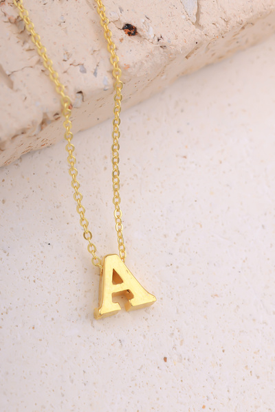 Lucente Jewellery Luxury Serisi Işıklı Hediye Kutulu 925 Ayar Altın Gümüş Kaplama A Harfi Üç Boyutlu Döküm Harf