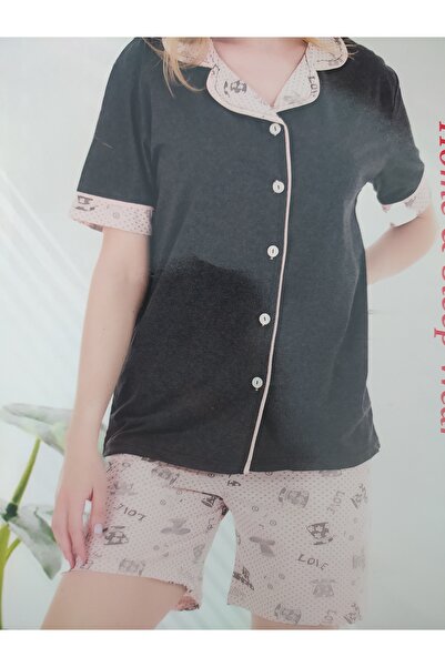 Store Women's Pajama Set with Buttoned Shorts