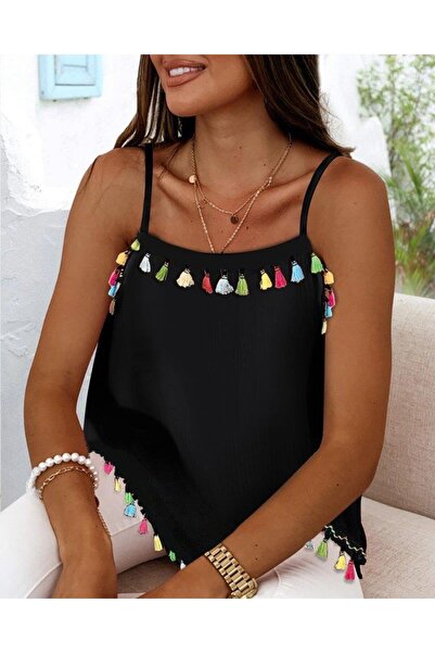 ARONA Γυναικεία μπλούζα με λουράκι με φούντα με λεπτομέρειες