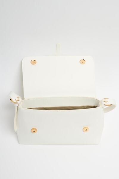 Çanta Trend Geantă de mână și de umăr pentru femei, albă, cu cataramă aurie