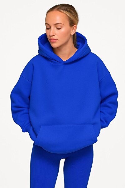 E-ROMA سترة رياضية بقلنسوة للجنسين مصنوعة من القطن الممشط بثلاث خيوط