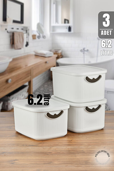 polo55.sport.1855 Compacto 3’lü 6.2 Litre Beyaz Organizer Set – Kapaklı Düzenleyici Kutular