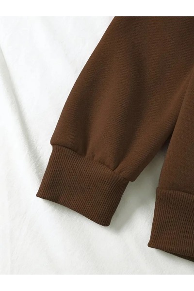 NO 601 Men's Brown Believe Printed Hooded Sweatshirt