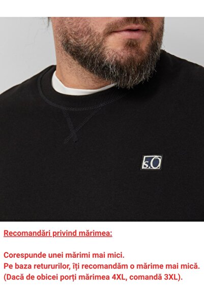 s.Oliver Big Sizes Men's big size blouse, with neckline at the base of the neck, logo, Black