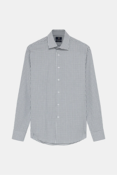 W Collection White Long Sleeve Plaid Shirt