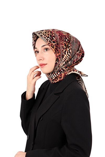 Bursa İpek Eșarfă din mătase twill cu model de zebra și leopard