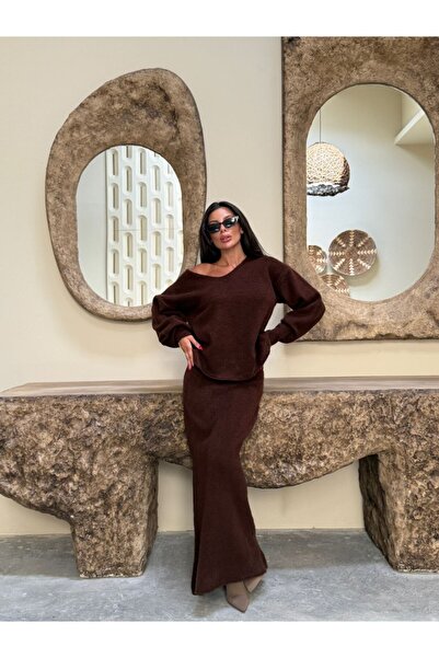 Cistern İstanbul Γυναικεία Πλεκτά Πουλόβερ Φούστα Πλεκτά Διπλό Σετ