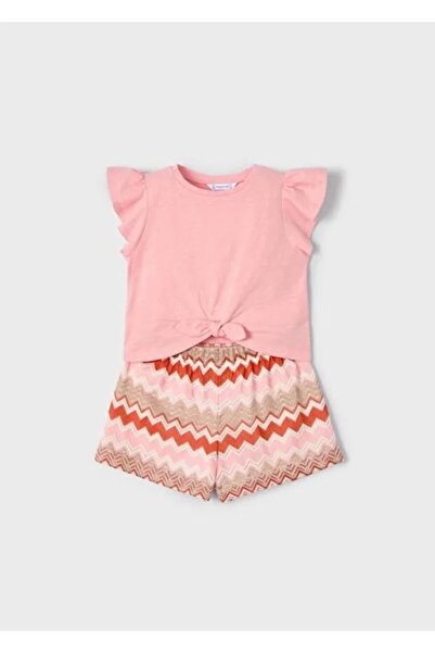 MAYORAL Girl's Zigzag Shorts Suit 4-8 Years Orange
