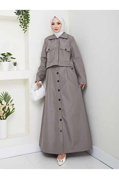badibadii Double Trench Coat Set with Pocket Skirt Rc30801