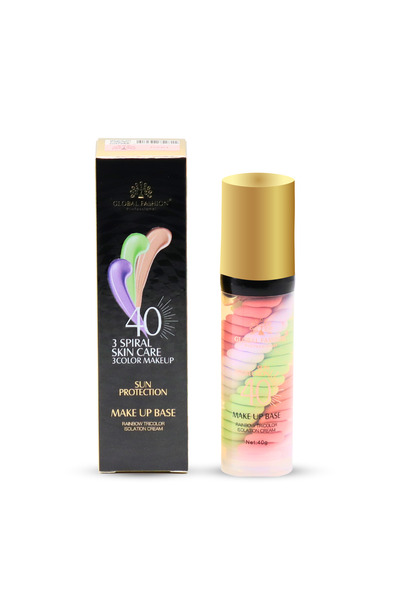 global fashion برايمر تصحيح اللون 3 في 1، 40 جم - قاعدة حلزونية ثلاثية الألوا...