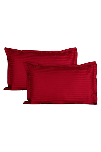 Kotonia Home Set of 2 Kotonia Home Deco pillowcases Damask Satin 100% cotton, stripe size 1 cm, Red, 50x70 cm