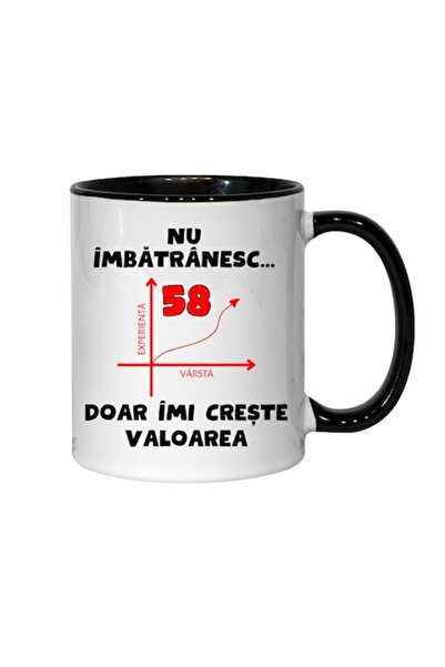 T&M Personalizare Cană personalizată - Vârsta 58, Interior negru, 330 ml