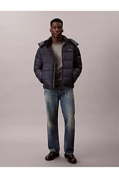 Calvin Klein Erkek Ördek Tüyü Dolgulu Yalıtımlı Çıkarılabilir Kapüşonlu Uzun Kollu Lacivert Mont LV04RD508G-CEF