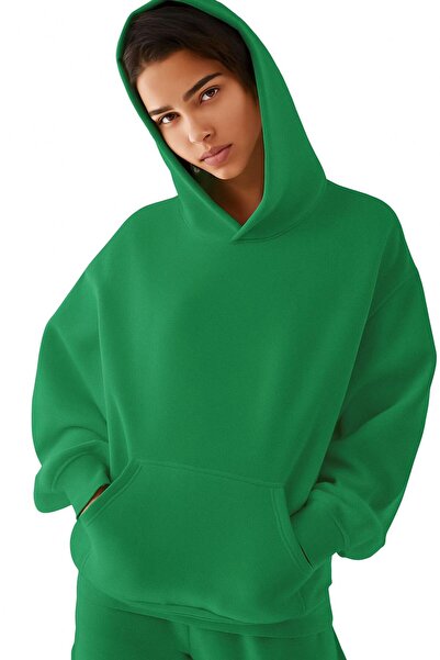 DM DOLCE MORE سترة رياضية بقلنسوة للجنسين مصنوعة من القطن الممشط بثلاث خيوط