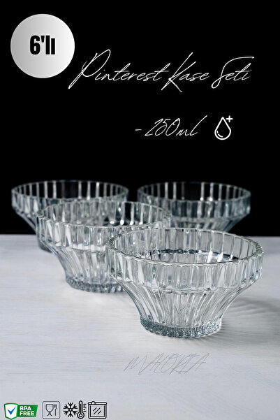 Maloria Pinterest Cam Çerez Kasesi | 250ml - 6'lı