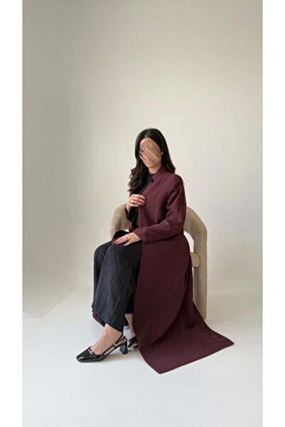 Noor Blazer Abaya in Burgundy Color with Modern Design
