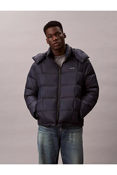 Calvin Klein Erkek Ördek Tüyü Dolgulu Yalıtımlı Çıkarılabilir Kapüşonlu Uzun Kollu Lacivert Mont LV04RD508G-CEF