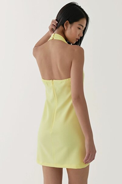 Hiccup Kare Yaka Fitted Dokuma Mini Elbise