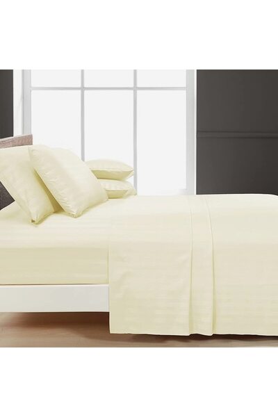 Kotonia Home Deco bed sheet, 100% cotton, Damask Satin, stripe size 1 cm, Vanilla, 240x260 cm