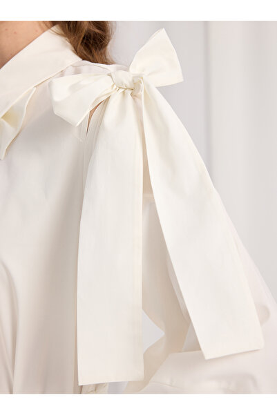 Store Wf White Bow Poplin Long Dress
