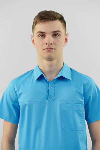 Masstex Bluza Medicală Unisex Alex Turcoaz – Croială Lejeră, Guler Rever & Capse