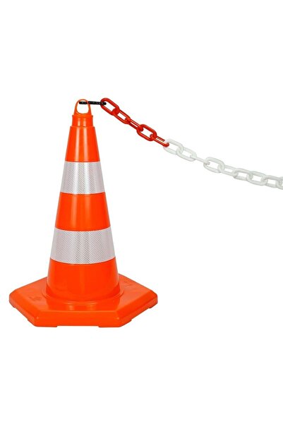 Badem10 Plastic Chain 15 Mt Red White Warning Guidance Durable Safety Marking Boundary Demarcation