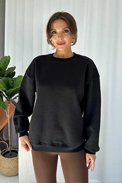 Mine Tan Butik Hanorac pentru femei cu gât cu șal în interior, 3 culori - negru