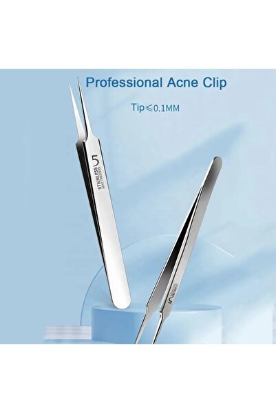 NEO Set of 6 tweezers for extracting blackheads, comedones, acne, cosmetic utensils made of stainless steel, metal