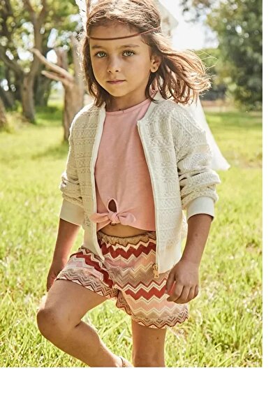 MAYORAL Girl's Zigzag Shorts Suit 4-8 Years Orange