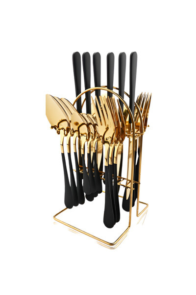 NEO Portuguese Style Cutlery Set, 24 Pieces, Stainless Steel, Gold/Black, Neo™