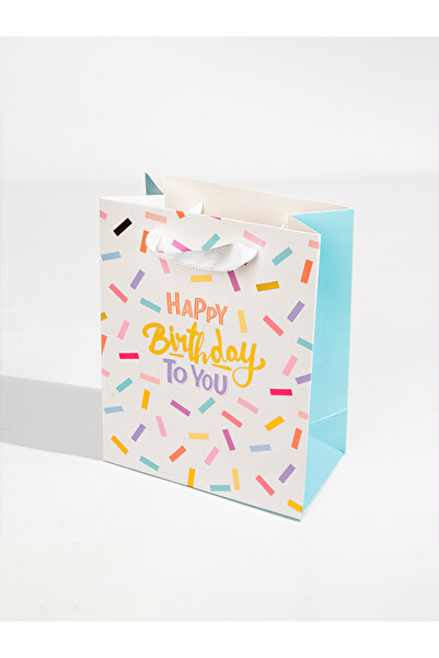 Share the Love Happy Birthday, White, Confetti, Medium Gift Bag