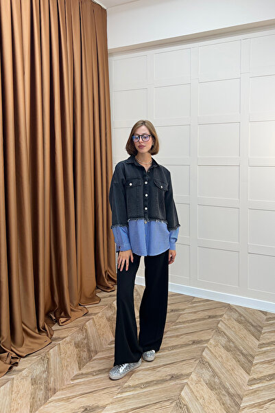 Stilife Denim Jacket Shirt Anthracite