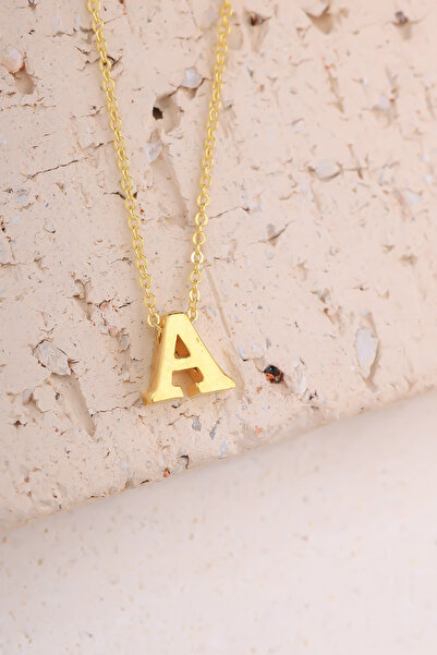 Lucente Jewellery Luxury Serisi Işıklı Hediye Kutulu 925 Ayar Altın Gümüş Kaplama A Harfi Üç Boyutlu Döküm Harf