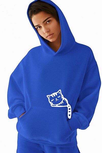 DM DOLCE MORE سترة بغطاء للرأس للجنسين مصنوعة من القطن الممشط بثلاثة خيوط مع ...