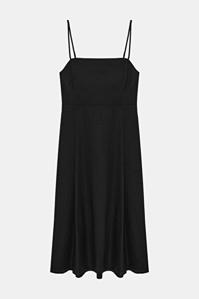 W Collection Black Linen Strap Dress