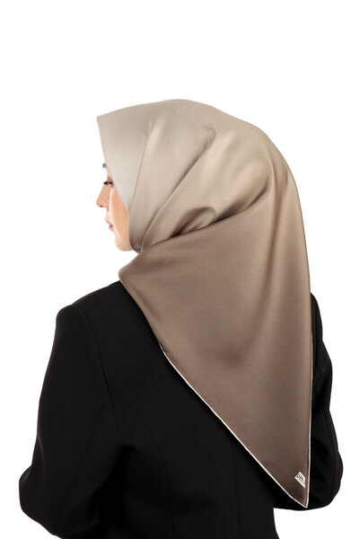 Bursa İpek Καφέ Σκούρο Πέτρινο Μεταξωτό Φουλάρι με ντεγκραντέ